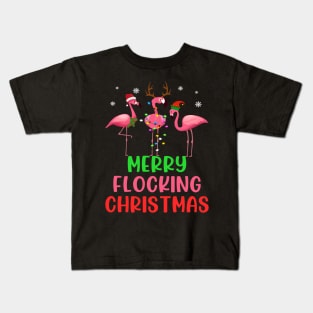 flamingo merry christmas Kids T-Shirt